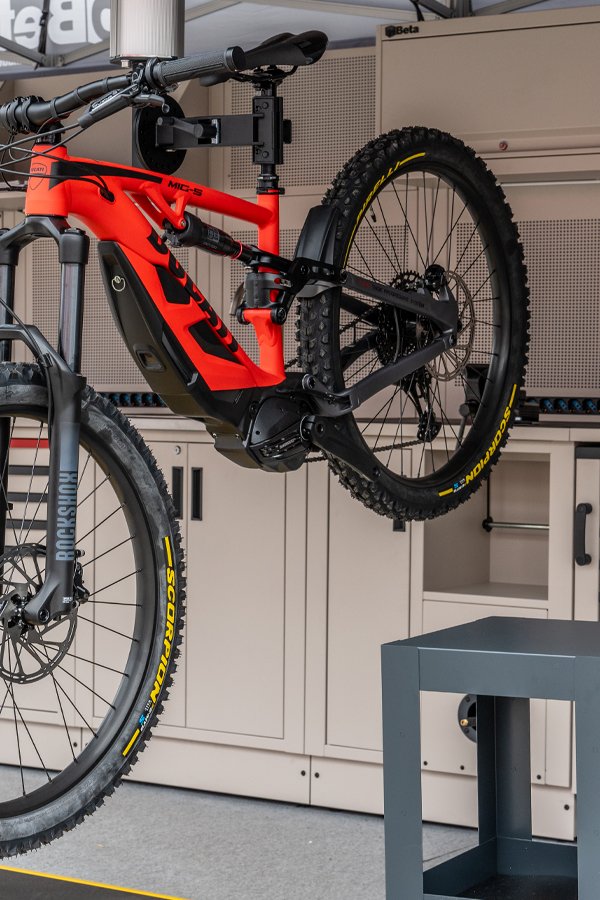 Workshop furniture and custom workshop cabinets by 3D Beta designed for efficient bike maintenance spaces