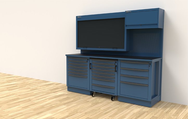 Mobili da officina con cassetti e scaffali per soluzioni di archiviazione professionali del marchio 3D Beta