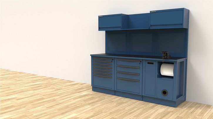 I mobili da officina 3D Beta con cassetti e ripiani sono una soluzione di stoccaggio essenziale per l'officina personalizzata