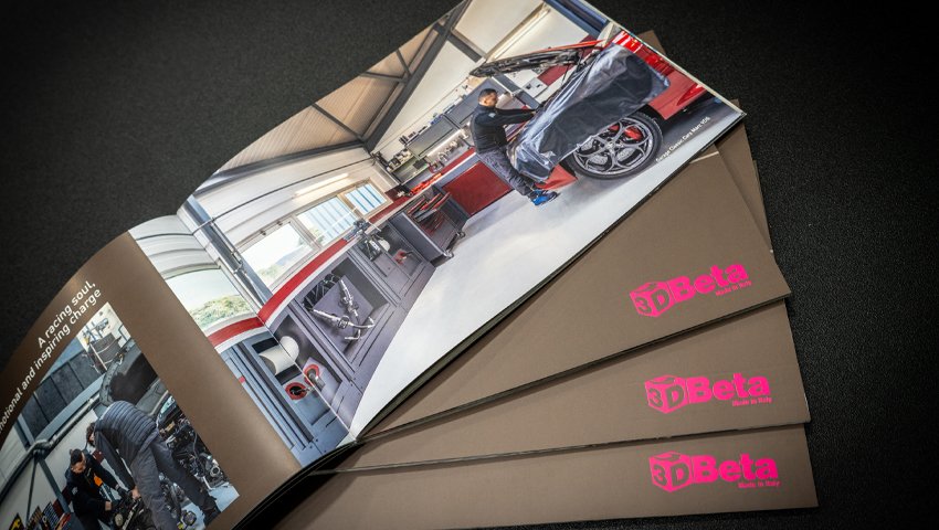 Workshop furniture 3D Beta brochures on display at Autopromotec fair highlight custom workshop solutions