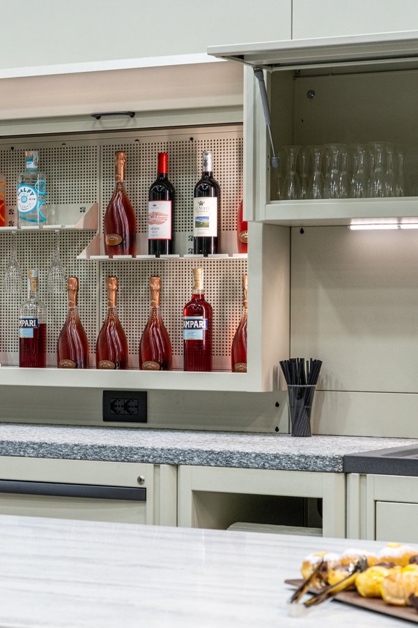 Workshop furniture custom workshop furniture with bottles and glasses inspired by 3D Beta booth trends