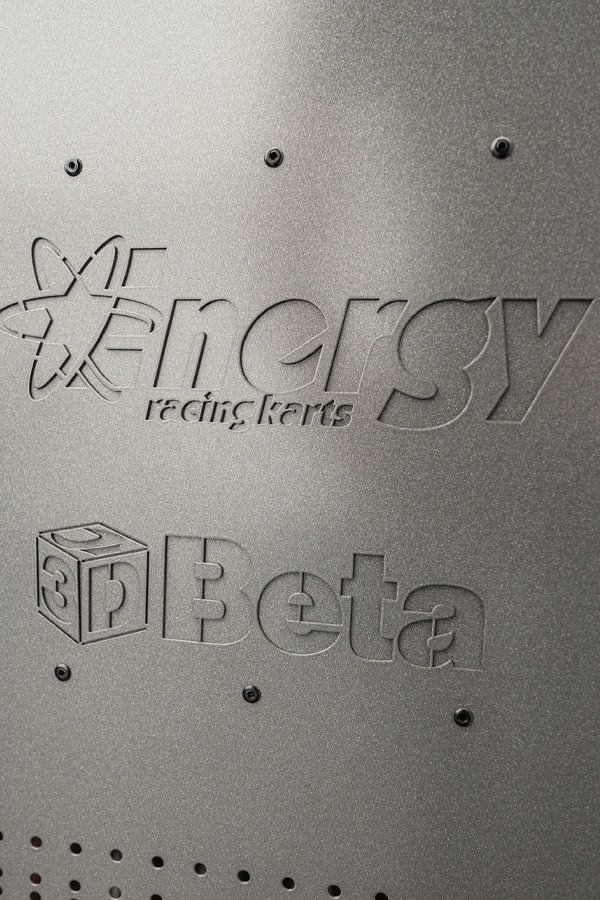 Workshop furniture by 3D Beta with embossed logos ideal for custom workshop cabinets and organization